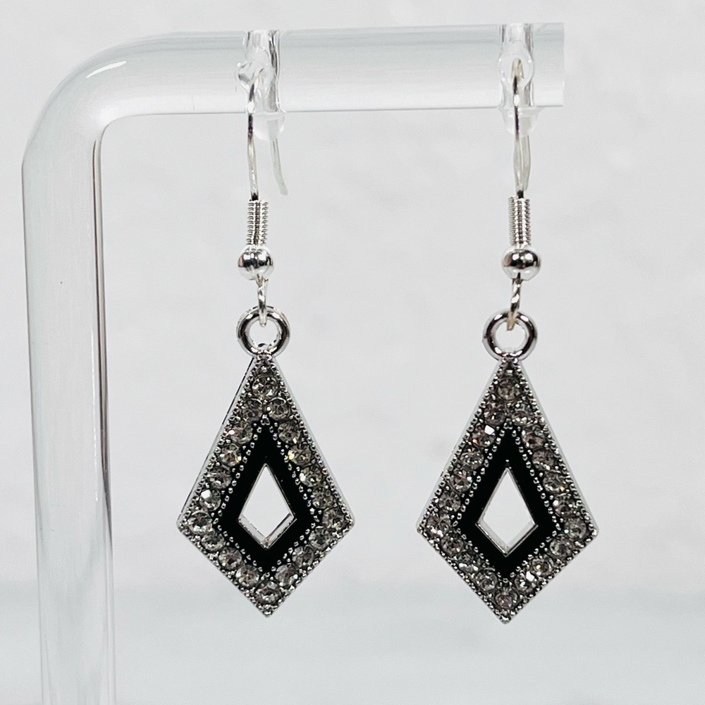 Rhinestone & Silver Kite Earrings
